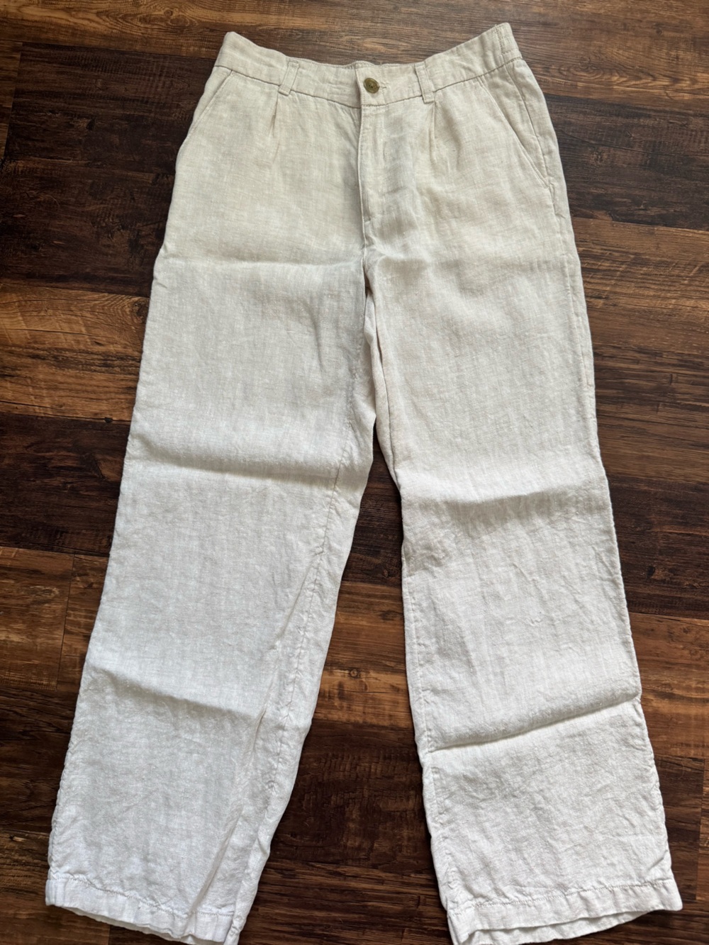 Lands’ End Light Beige High Rise 100% Linen Women’s Pants
